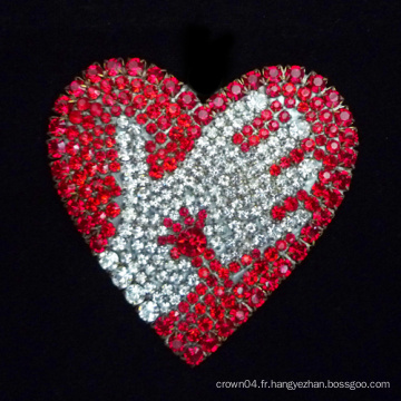 Broche coeur coeur rouge broche en éponge strass mousses broderies